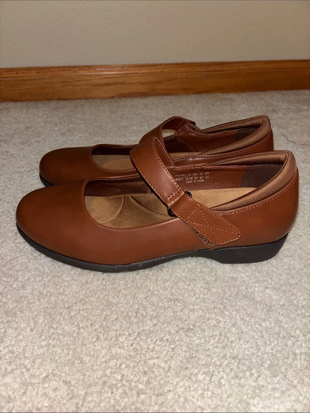 Dream Pairs Tan Mary Jane Flats with Adjustable Strap